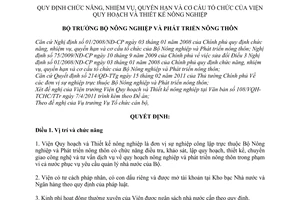 Quyết định 811/QĐ-BNN-TCCB chức năng, nhiệm vụ, quyền hạn cơ cấu tổ chức