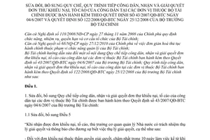 Thông tư 49/2011/TT-BTC sửa đổi quy chế, quy trình tiếp công dân