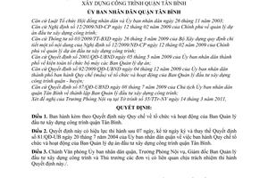 Quyết định 03/2011/QĐ-UBND Quy chế tổ chức và hoạt động Ban Quản lý đầu tư