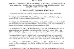 Quyết định 2013/QĐ-UBND ngành lĩnh vực sản phẩm chủ yếu Hồ Chí Minh đến 2020 tầm nhìn đến 2025