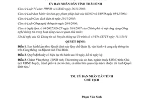 Quyết định 02/2011/QĐ-UBND cung cấp thông tin trên cổng thông tin tỉnh Thái Bình