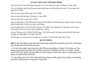 Quyết định 05/2011/QĐ-UBND công chứng hợp đồng giao dịch bất động sản Hòa Bình