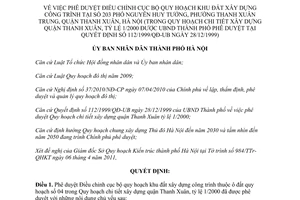 Quyết định số 1878/QĐ-UBND điều chỉnh quy hoạch khu đất xây dựng quận Thanh Xuân