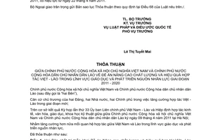 Thông báo hiệu lực Thỏa thuận về Đề án nâng cao chất lượng và hiệu quả hợp tác