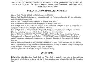 Quyết định 17/2011/QĐ-UBND quản lý, cung cấp, sử dụng dịch vụ Internet