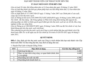 Quyết định 07/2011/QĐ-UBND giá tiêu thụ nước sạch