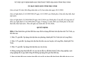 Quyết định 597/QĐ-UBND năm 2011 quy định đơn giá thuê đất Trà Vinh