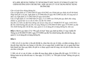 Thông tư 51/2011/TT-BTC sửa đổi Thông tư 90/2004/TT-BTC hướng dẫn chế độ thu