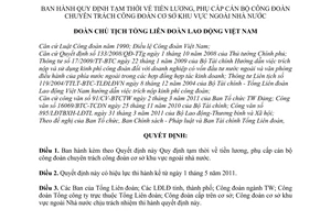 Quyết định 525/QĐ-TLĐ Quy định tạm thời về tiền lương, phụ cấp