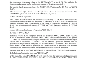 Circular No. 03/2011/TT-VPCP detailing a number of articles of the Government's