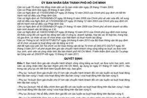 Quyết định 20/2011/QĐ-UBND đơn giá chi phí vận chuyển hành khách công cộng