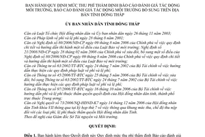 Quyết định 11/2011/QĐ-UBND mức thu phí thẩm định Báo cáo đánh giá