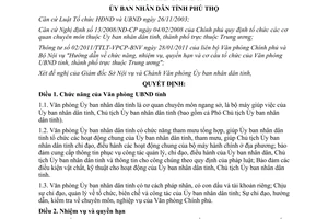 Quyết định 1416/2011/QĐ-UBND tổ chức bộ máy Văn phòng Ủy ban Phú Thọ