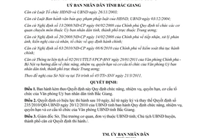 Quyết định 1581/QĐ-UBND 2013 cơ cấu tổ chức của văn phòng uỷ ban tỉnh Bắc Giang