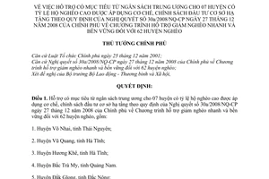 Quyết định 615/QĐ-TTg hỗ trợ có mục tiêu từ ngân sách trung ương