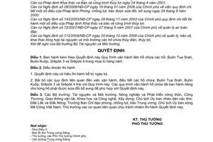 Quyết định 624/QĐ-TTg Quy trình vận hành liên hồ chứa các hồ