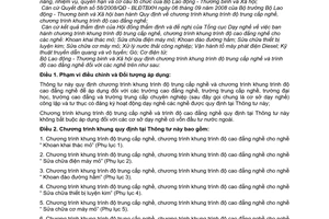 Thông tư 11/2011/TT-BLĐTBXH chương trình khung trình độ trung cấp nghề