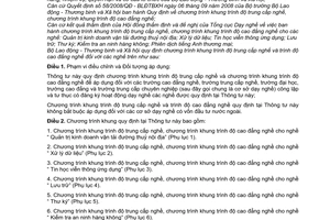 Thông tư 10/2011/TT-BLĐTBXH chương trình khung trình độ trung cấp nghề