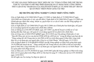 Quyết định 851/QĐ-BNN-HTQT tăng cường thể chế trung tâm tư vấn PIM