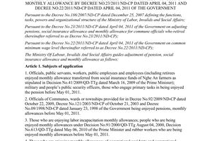 Circular No. 13/2011/TT-BLDTBXH guiding adjustment of pension, social insurance