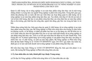 Chỉ thị 1159/CT-BNN-QLCL triển khai kiểm tra, đánh giá điều kiện đảm bảo