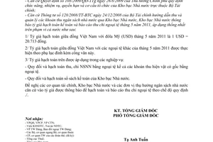 Thông báo 710/TB-KBNN  tỷ giá hạch toán ngoại tệ