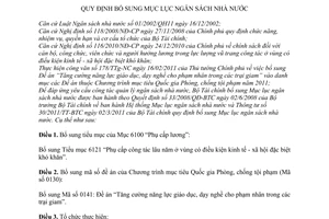 Thông tư 57/2011/TT-BTC  bổ sung Mục lục ngân sách nhà nước