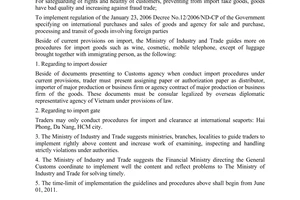 Announcement No. 197/TB-BCT  on import wine, cosmetic, mobile telephone