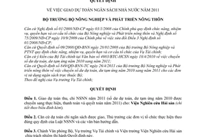 Quyết định 596/QĐ-BNN-TC giao dự toán ngân sách nhà nước