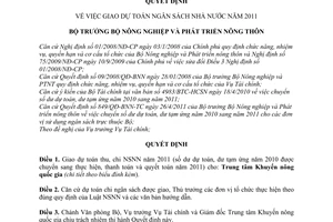 Quyết định 594/QĐ-BNN-TC giao dự toán ngân sách nhà nước