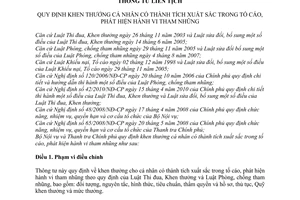 Thông tư liên tịch 03/2011/TTLT-BNV-TTCP  khen thưởng cho cá nhân