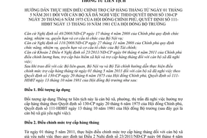 Thông tư liên tịch 05/2011/TTLT-BNV-BTC  hướng dẫn thực hiện điều chỉnh trợ cấp