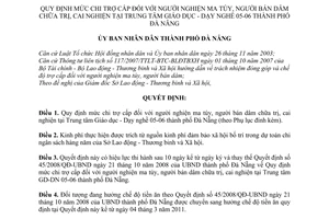 Quyết định 12/2011/QĐ-UBND mức chi trợ cấp người nghiện ma túy