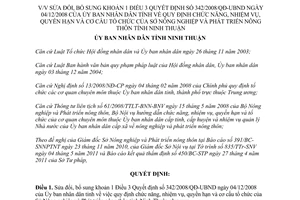 Quyết định 17/2011/QĐ-UBND sửa đổi 342/2008/QĐ-UBND cơ cấu tổ chức Sở Nông nghiệp Ninh Thuận