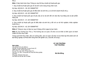 Thông tư 33/2011/TT-BNNPTNT Quy chuẩn kỹ thuật quốc gia điều kiện vệ sinh thú y