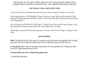 Quyết định số 798/QĐ-UBND năm 2011 Quy hoạch phát triển công nghiệp Cao Bằng