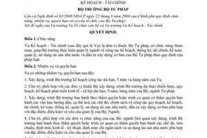 Quyết định 57/QĐ-BTP chức năng, nhiệm vụ, quyền hạn Vụ Kế hoạch - Tài chính