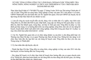 Chỉ thị 09/CT-UBND tăng cường công tác lãnh đạo, chỉ đạo cuộc tổng điều tra