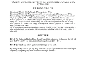 Quyết định 676/QĐ-TTg  phê chuẩn bầu thành viên Ủy ban nhân dân