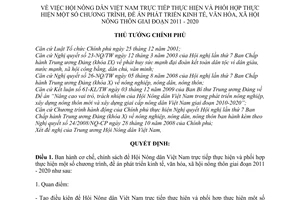 Quyết định 673/QĐ-TTg Hội Nông dân Việt Nam trực tiếp thực hiện