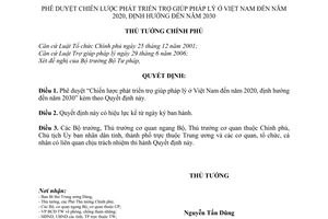 Quyết định 678/QĐ-TTg  phê duyệt Chiến lược phát triển trợ giúp pháp