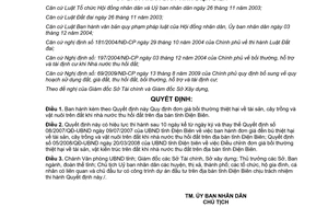 Quyết định 12/2011/QĐ-UBND đơn giá bồi thường thiệt hại về tài sản cây trồng vật nuôi Điện Biên