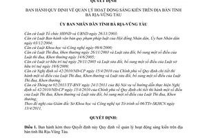 Quyết định 20/2011/QĐ-UBND  quản lý hoạt động sáng kiến