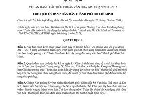 Quyết định 2347/QĐ-UBND tiêu chuẩn văn hóa giai đoạn 2011 - 2015 TPHCM