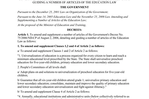 Decree No. 31/2011/ND-CP amending and supplementing a number of articles of the