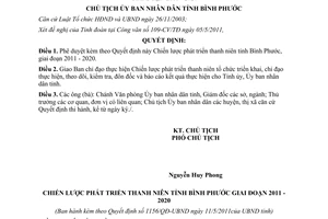 Quyết định 1156/QĐ-UBND phê duyệt Chiến lược phát triển thanh niên