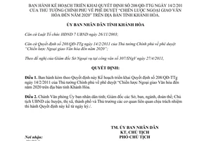 Quyết định 1194/QĐ-UBND 2011 triển khai Quyết định 208/QĐ-TTg Khánh Hòa