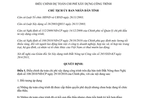 Quyết định 653/QĐ-UBND điều chỉnh dự toán chi phí xây dựng công trình