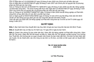 Quyết định 08/2011/QĐ-UBND giá rừng trên địa bàn tỉnh Bình Thuận