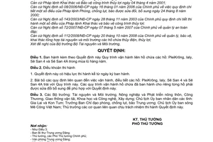 Quyết định 686/QĐ-TTg  Quy trình vận hành liên hồ chứa các hồ